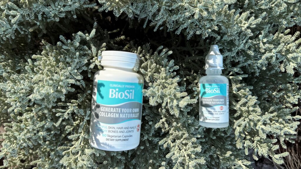 Supliment alimentar  BioSil pentru stimularea naturală a colagenului – capsule și picături, sprijin pentru piele, păr, unghii și articulații