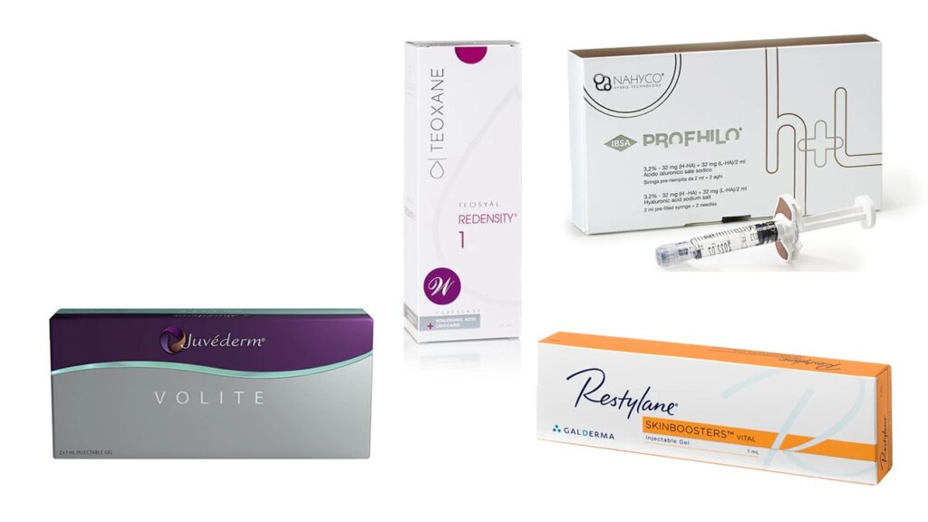 Skin-boostere populare pentru hidratarea profundă a pielii: Juvederm Volite, Restylane Vital, Profhilo, Teoxane Redensity 1